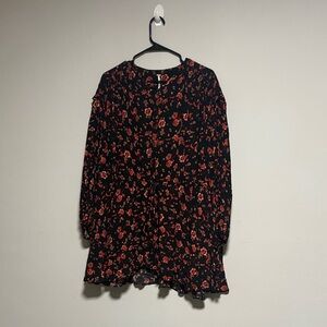 Free People Floral Black and Red Women's Top